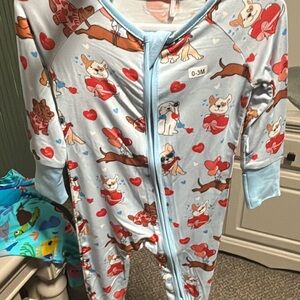 Adorable Baby Blue Dog Print Onesie
